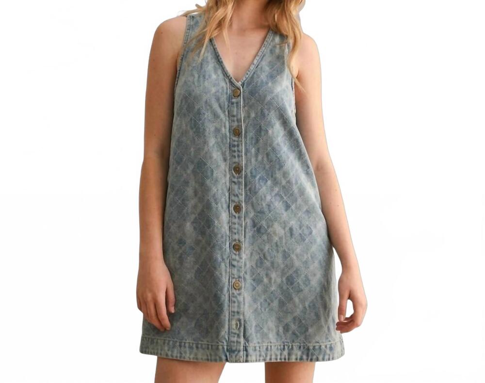 NEW MIOU MUSE jacquard button front dress in denim